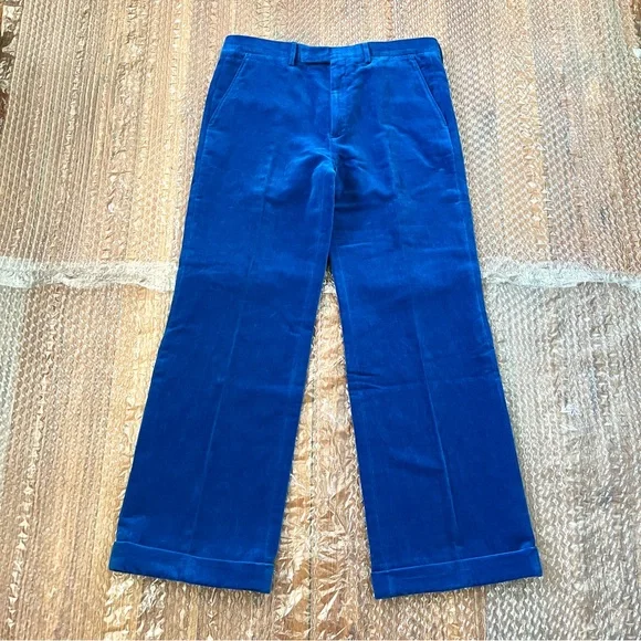Gucci Blue Velvet Flared Cuffed Pants 48IT MEDIUM Pre-Fall 2019 Harry Styles - Picture 2 of 11
